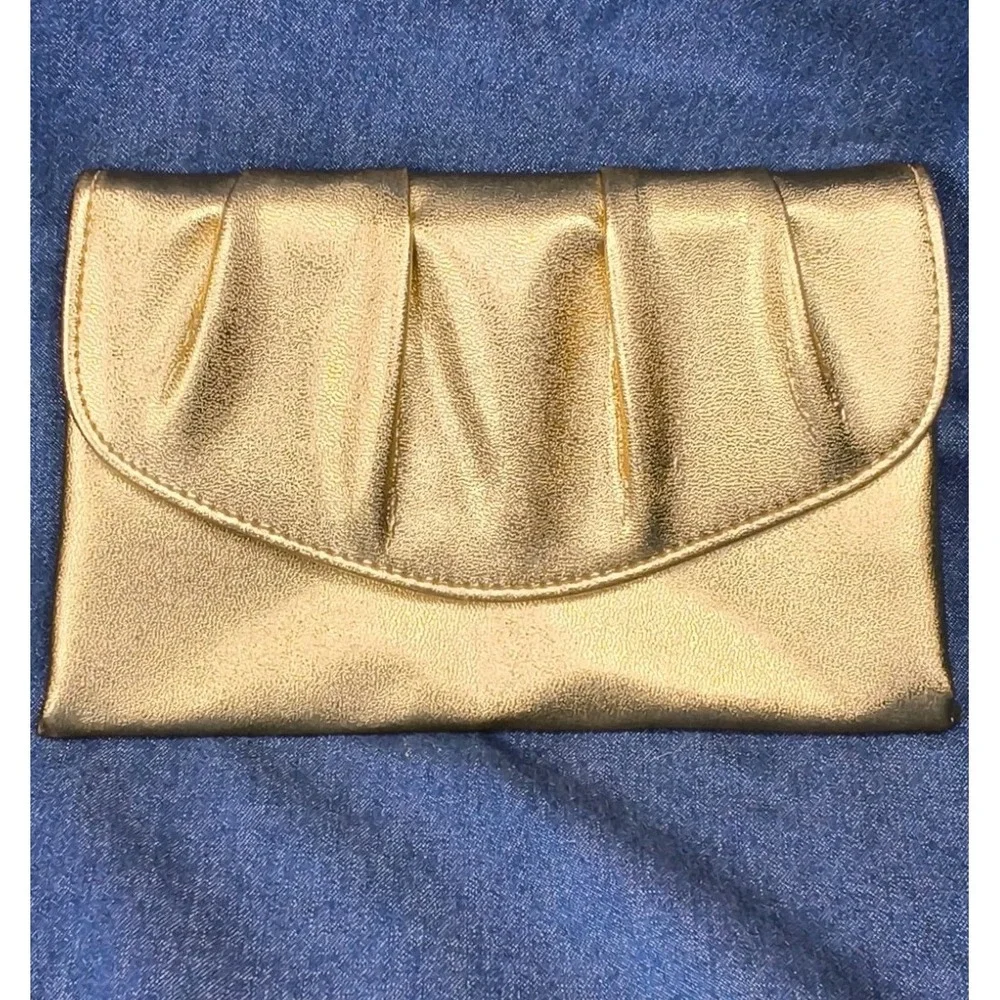 Vintage 1970s Avon Polished Gold Metallic Evening Clutch Bag Purse - Pristine...
